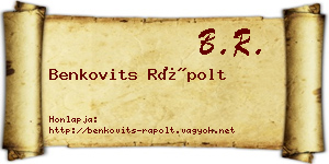 Benkovits Rápolt névjegykártya